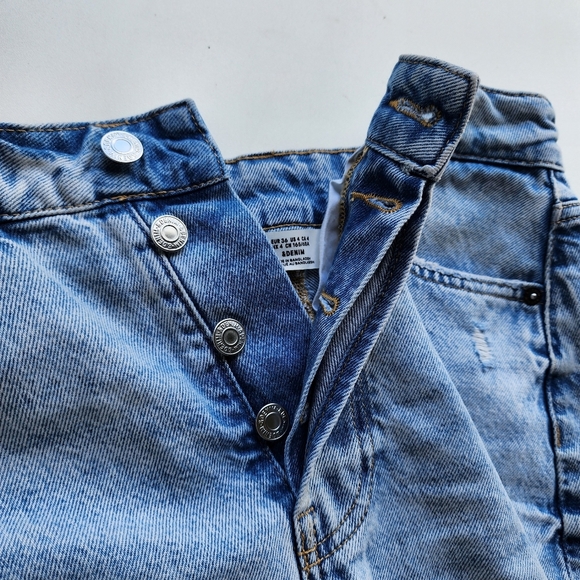 H&M &Denim Skirt Women's Button Fly Cut Off Frayed High Rise Blue Raw Cotton 4 - Picture 9 of 9